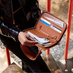 CALPAK CROC WALLET - COGNAC COLOR